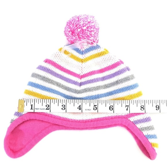 Tucker + Tate Girls Rainbow Pom Pom Beanie Hat NEW - Picture 4 of 6